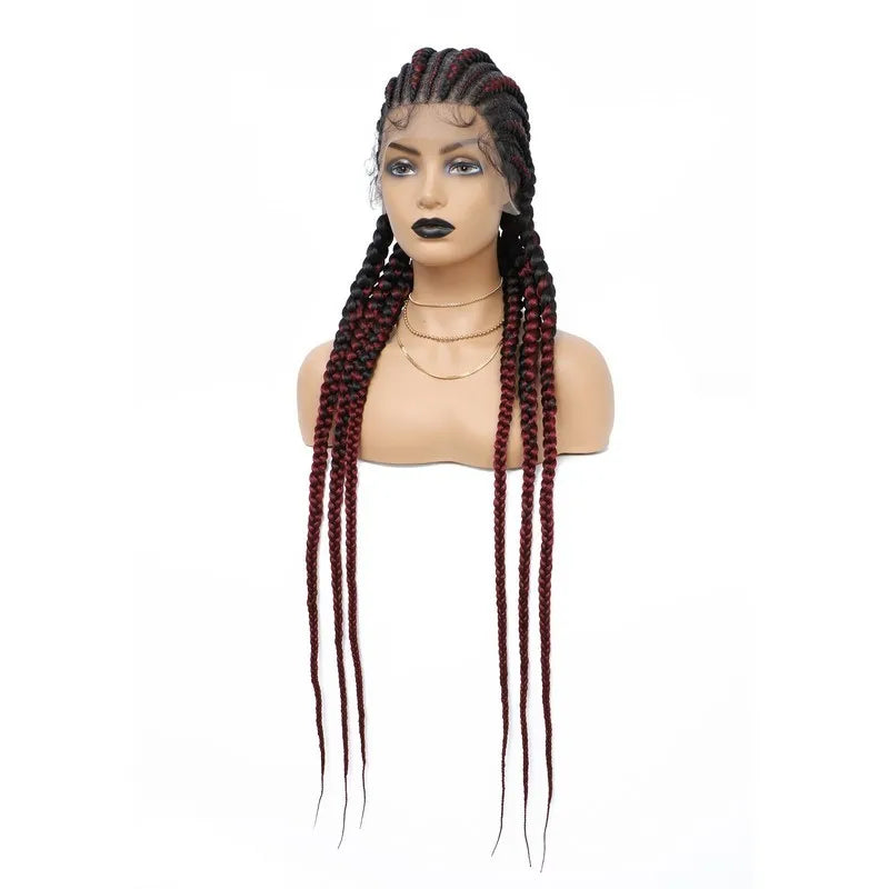 36" Jumbo Knotless Box Braids Wig | Incoo Full Lace Cornrow Wig | Transparent Lace | African Braided Hair