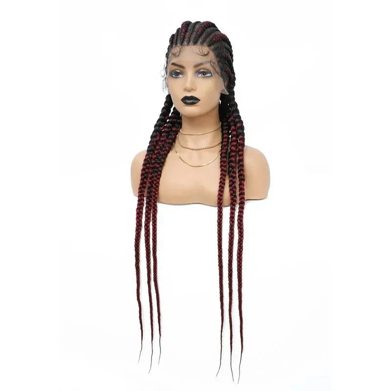 36" Jumbo Dutch Twins Cornrows Wig | Full Lace Front | Synthetic Braids | Black Women