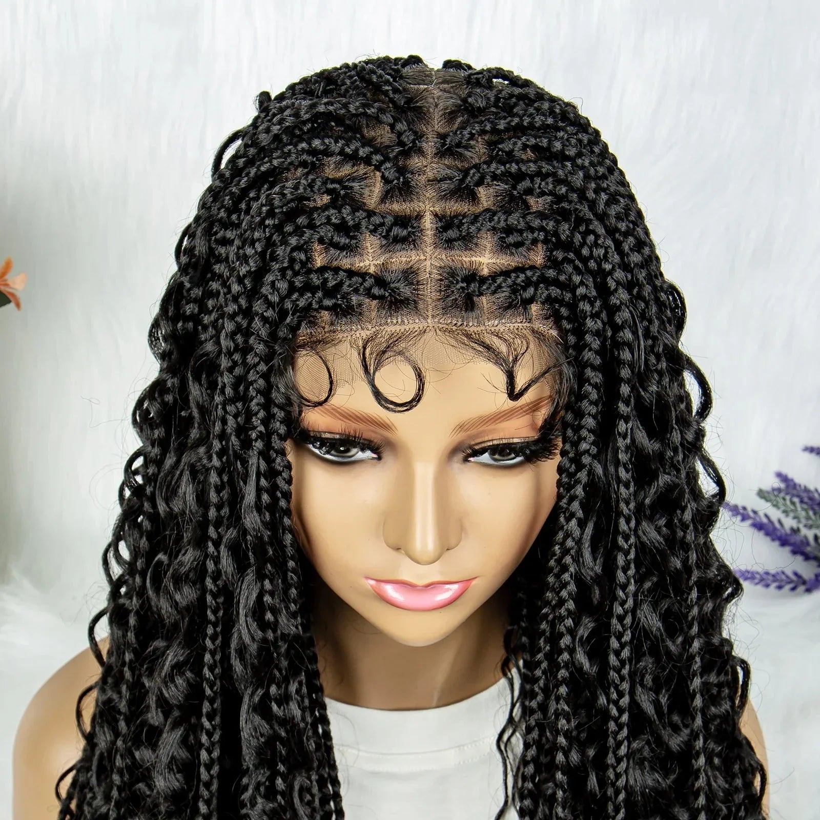 32" Natural Boho Knotless Braids Wig | HD Lace Front | Baby Hair | Synthetic