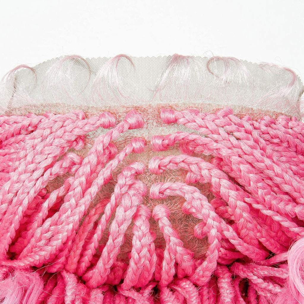 36" Water Wave Braided Wig | Lace Front | Baby Hair | Long Braids