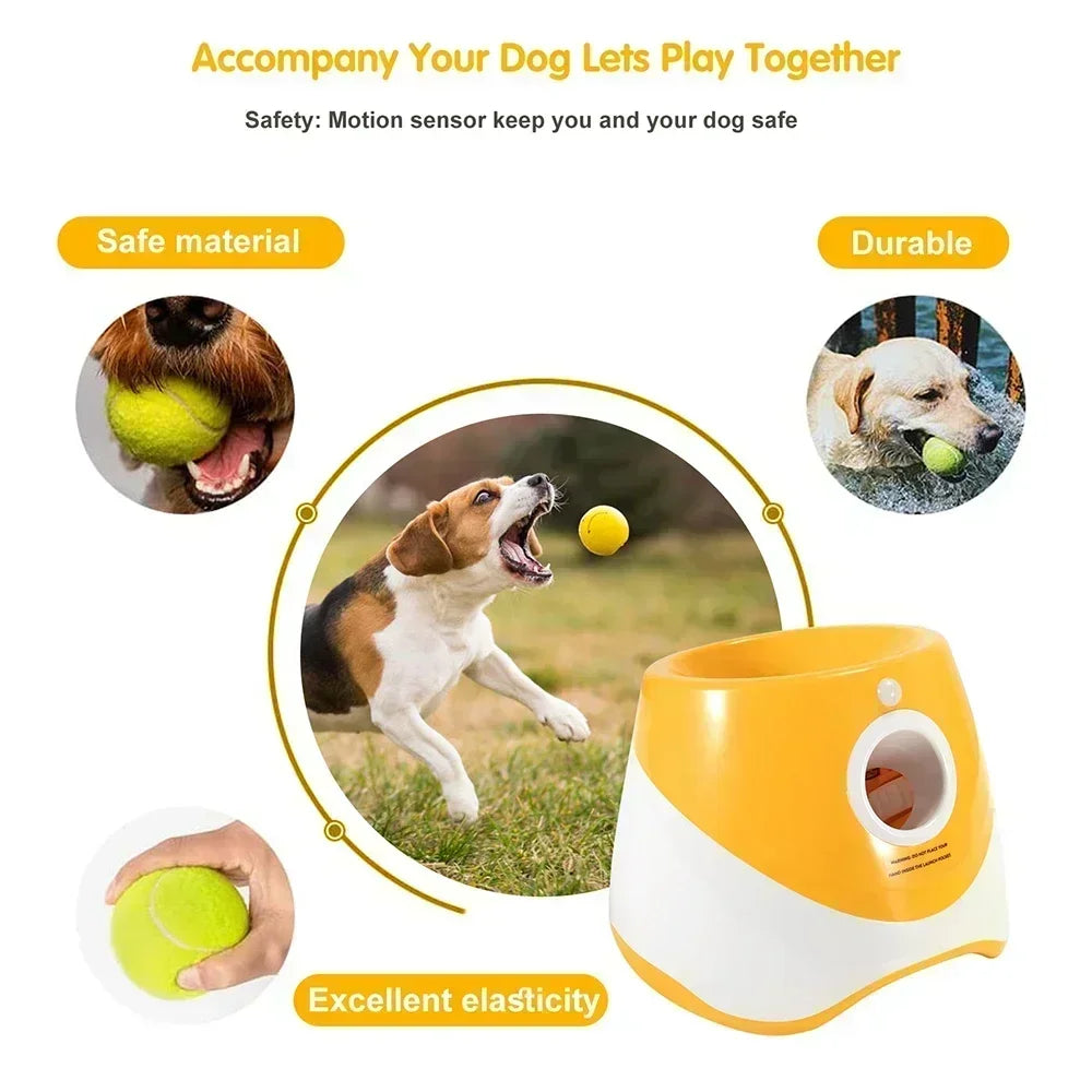 Automatic Dog Ball Launcher with 3 Distance Settings for Indoor & Outdoor Play, Keeps Pets Active & Healthy.