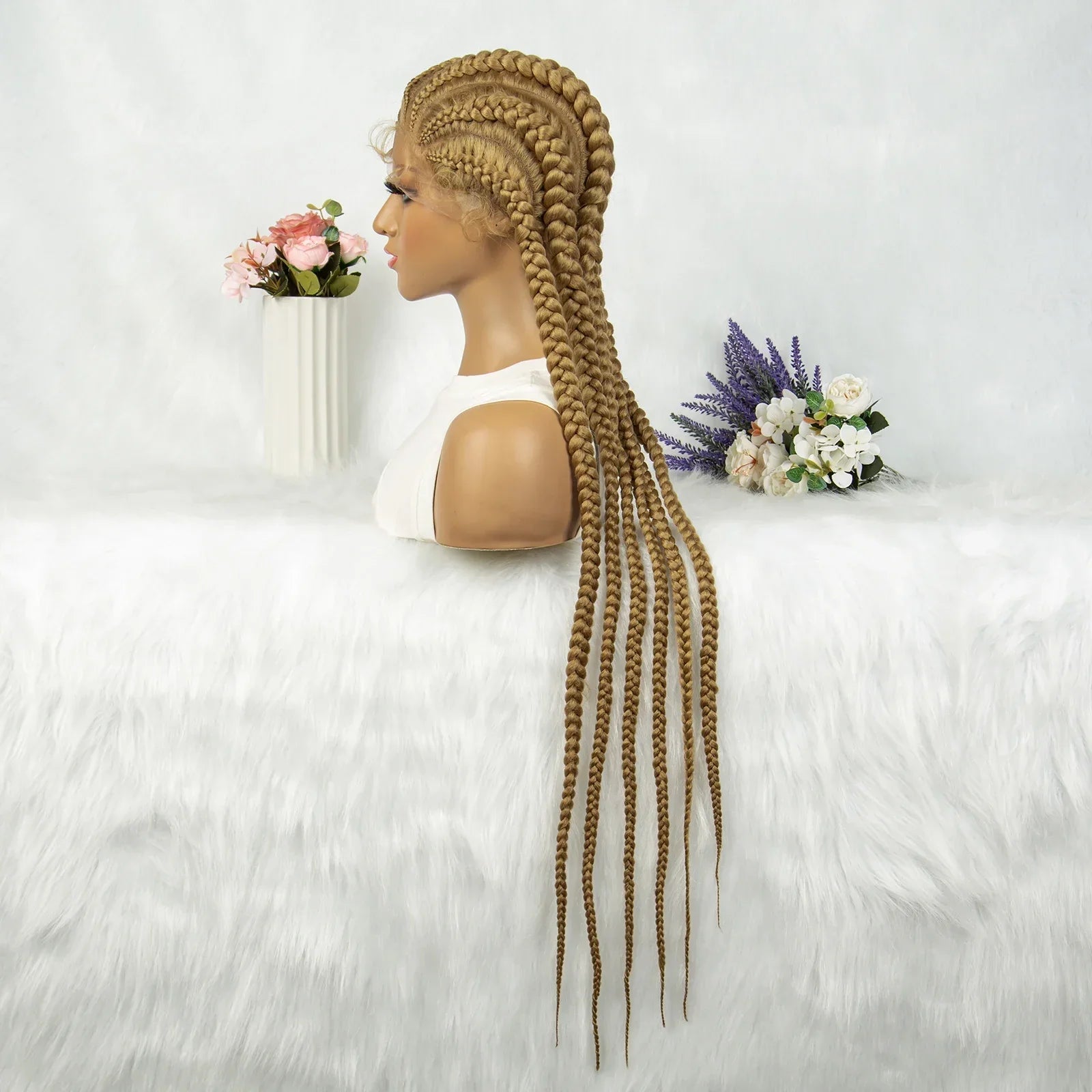 36" Blonde Knotless Box & Cornrow Braids Wig | Lace Front