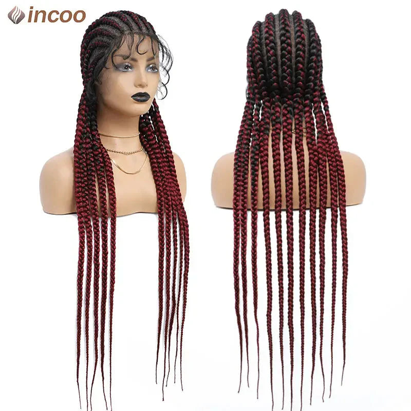 36" Twist Braided Wig | Cornrows & Goddess Braids | Full Lace Frontal | Baby Hair
