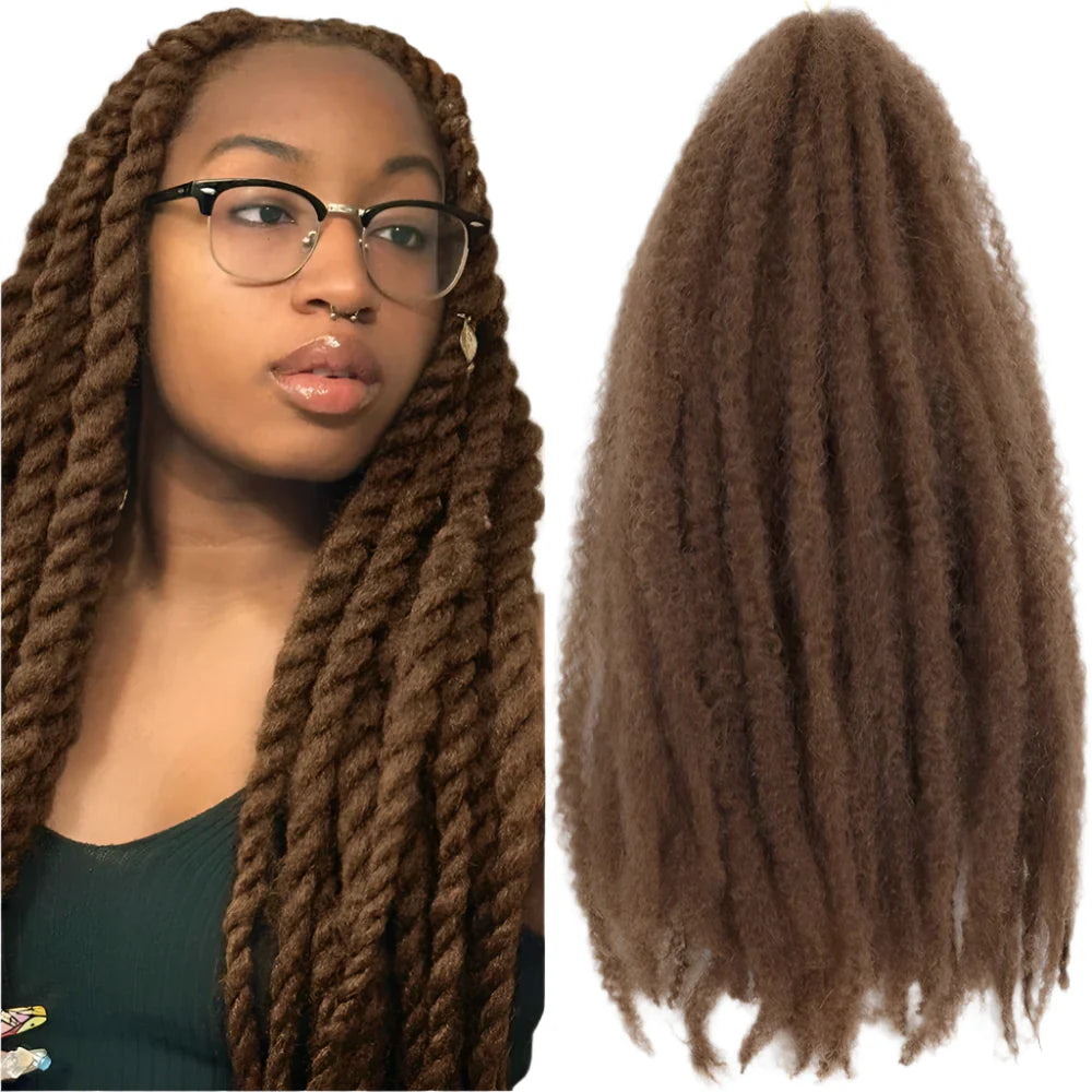18" Marley Twist Braiding Hair | Crochet Braids | Afro Twist Kinky Hair Extensions | Ombre Colors | 30 Strands/Pack