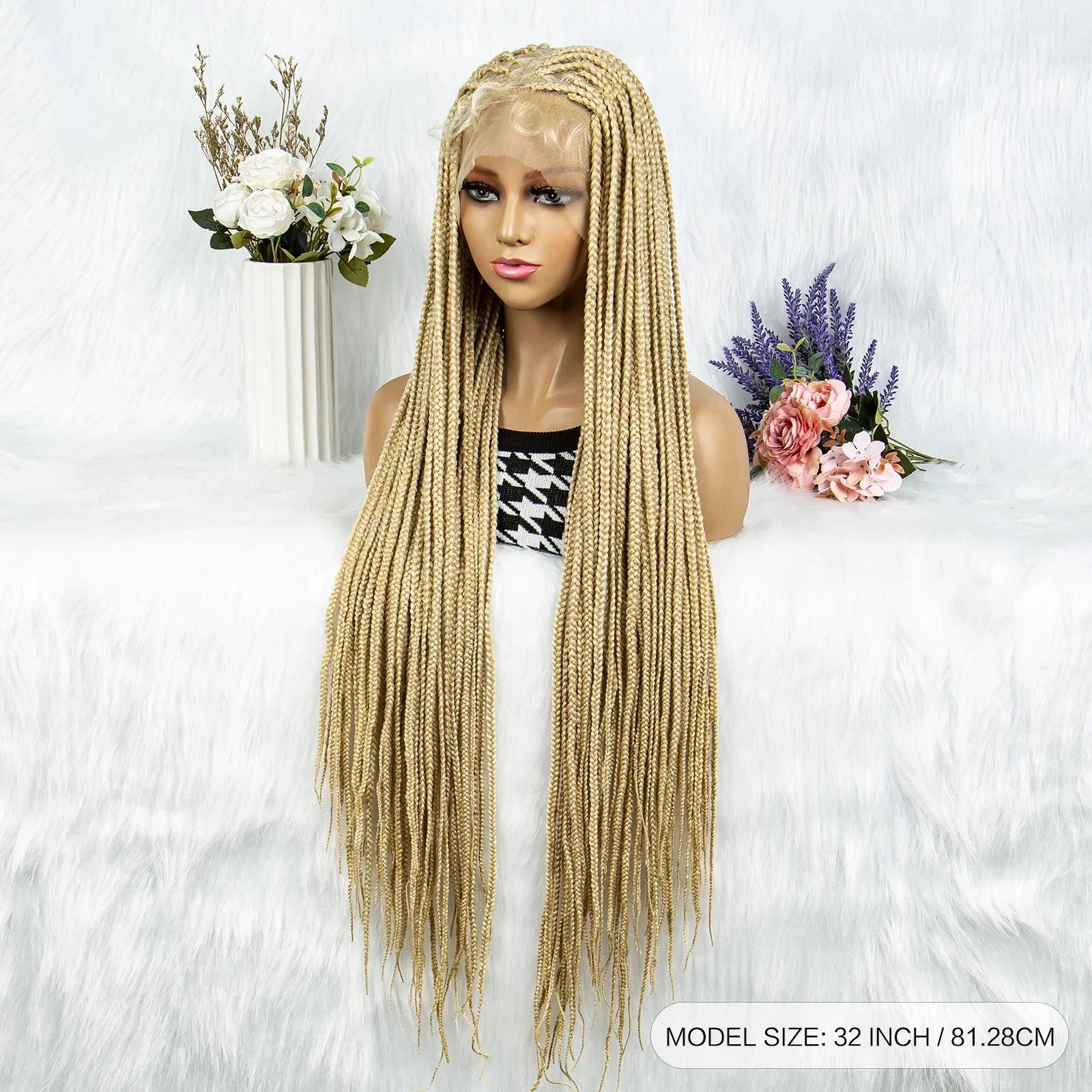 613 Blonde HD Full Lace Braided Wig | Knotless Box & Cornrows | Crochet Braids | Synthetic