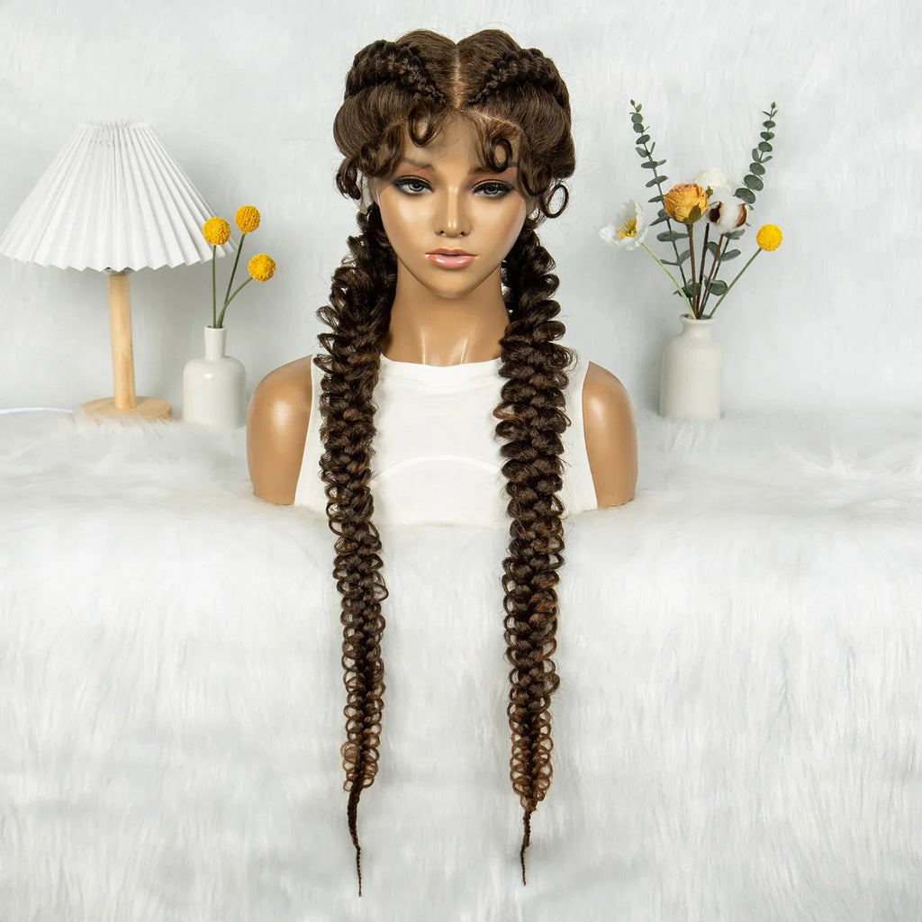 36" Twisted Braids Lace Front Wig | 13x1 | Senegalese Twist | Baby Hair | Handmade Synthetic Braids