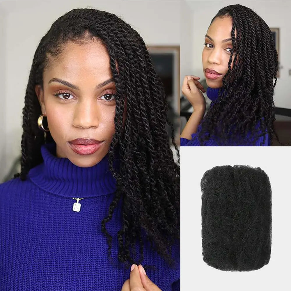 16A Virgin Afro Kinky Bulk Human Hair | Soft, Lightweight, & Long-Lasting for Braiding & Locs (50g)