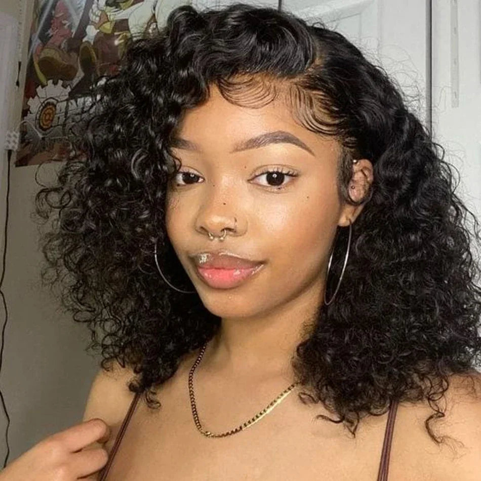 16 Inch Loose Water Wave Malaysian 13x4 Lace Front Wig Short Bob Wet & Wavy Glueless 4x4 Closure