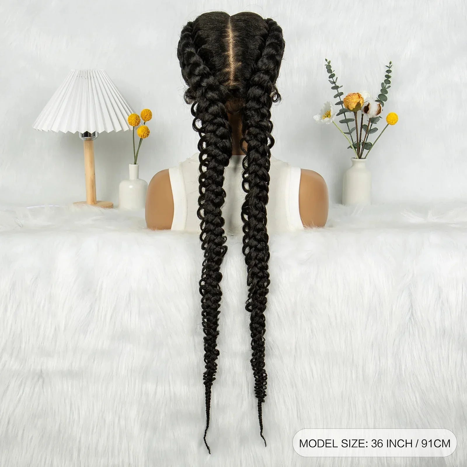 36" Twisted Braids Lace Front Wig | 13x1 | Senegalese Twist | Baby Hair | Handmade Synthetic Braids