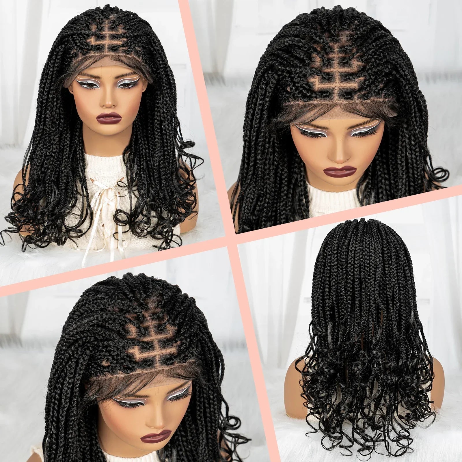 9x6 Lace Front Knotless Braids Wig with Curly Ends | Blended Box Braids