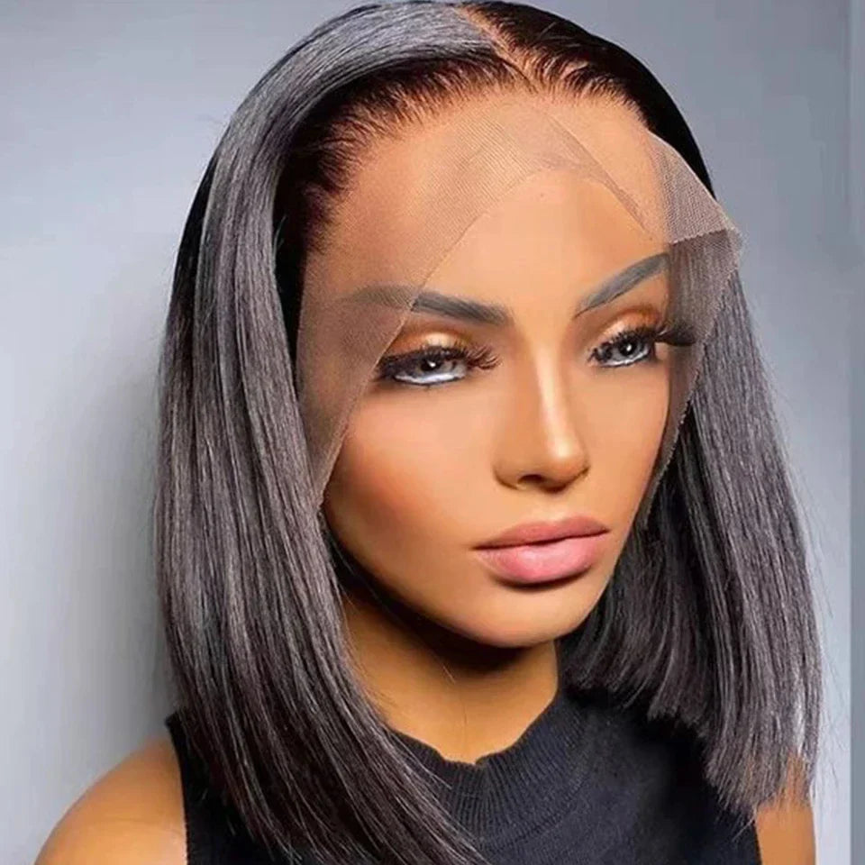 180% Density Honey Blonde Bob Wig | Straight T-Part Lace Front Brazilian Human Hair