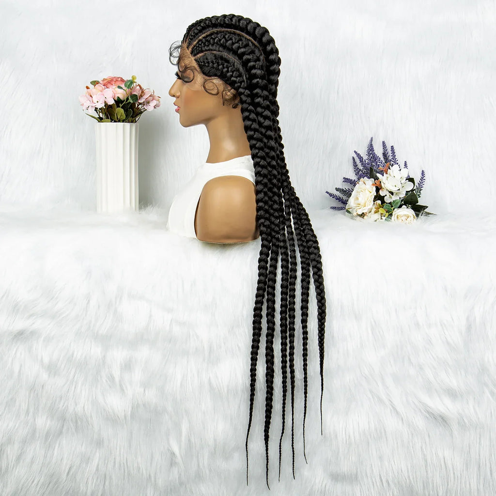 36" Blonde Knotless Box & Cornrow Braids Wig | Lace Front
