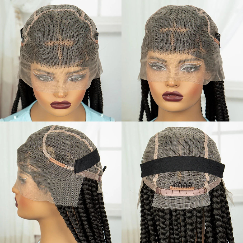 36" Purple Knotless Box Braids Wig | Transparent Full Lace | Baby Hair | Synthetic