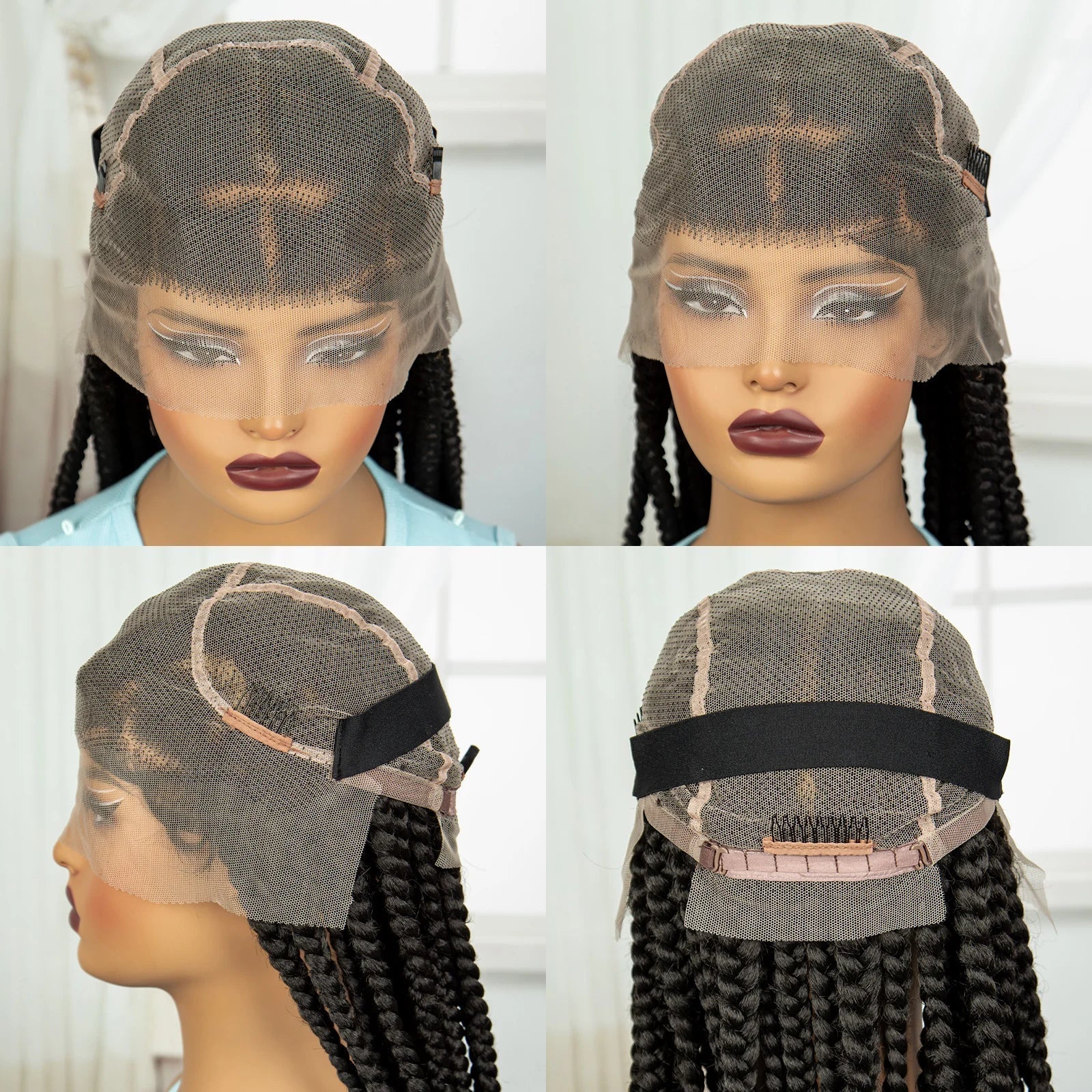 36" Purple Knotless Box Braids Wig | Transparent Full Lace | Baby Hair | Synthetic