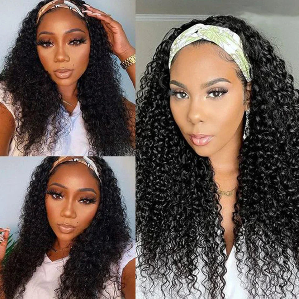 250% Density Kinky Jerry Curly Headband Wig | Glueless Indian Human Hair