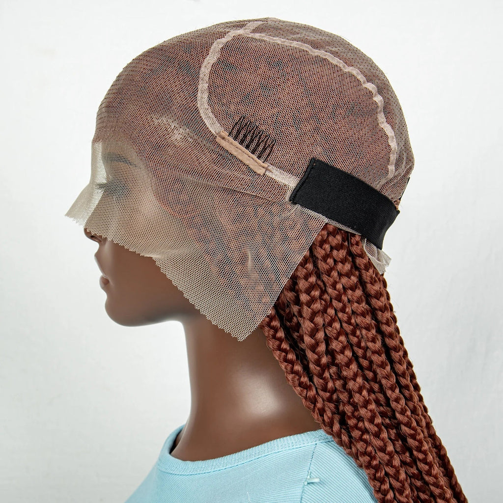 #350 Knotless Box Braids Wig | Dark Ombre | Lace Frontal | Short Straight Braids | Black Women