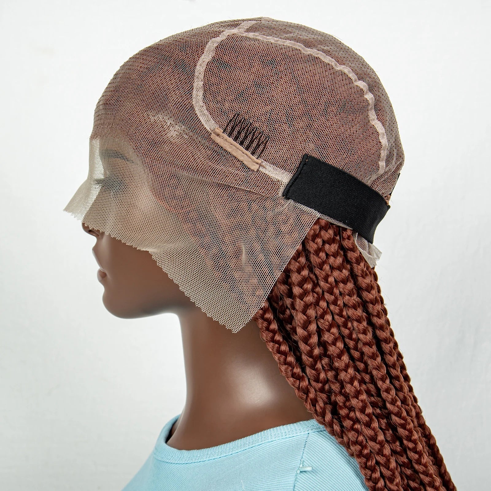 #350 Knotless Box Braids Wig | Dark Ombre | Lace Frontal | Short Straight Braids | Black Women
