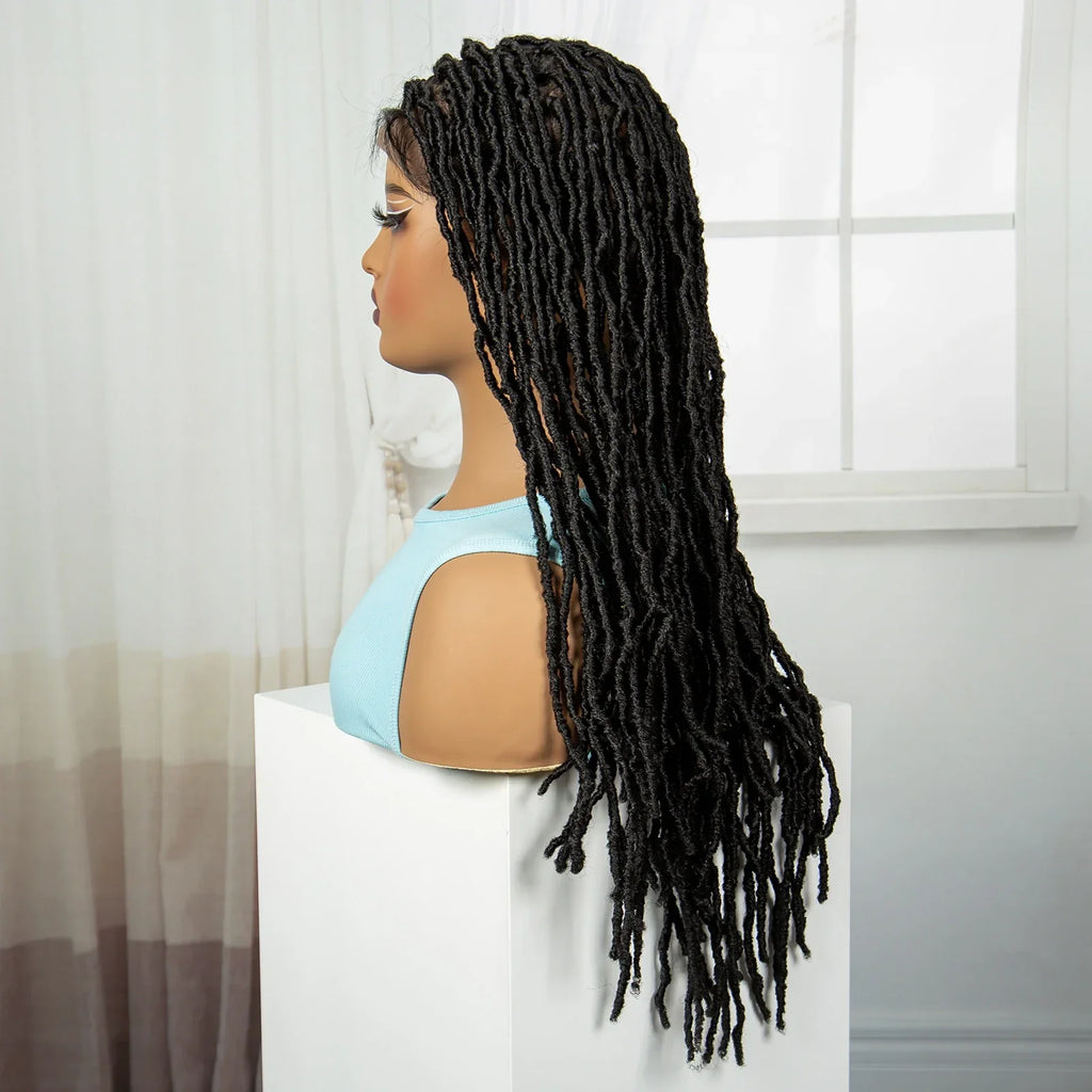 24" Knotless Box Locs Braided Wig | Full Lace Frontal Dreadlock Style