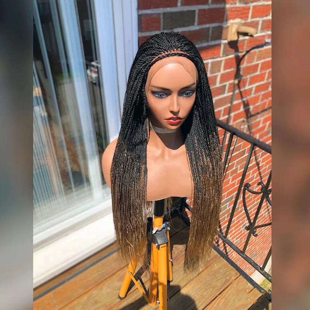 28" Platinum Grey Box Braided Wig | Full Lace | Kanekalon Synthetic Hair | Choose Lace Color