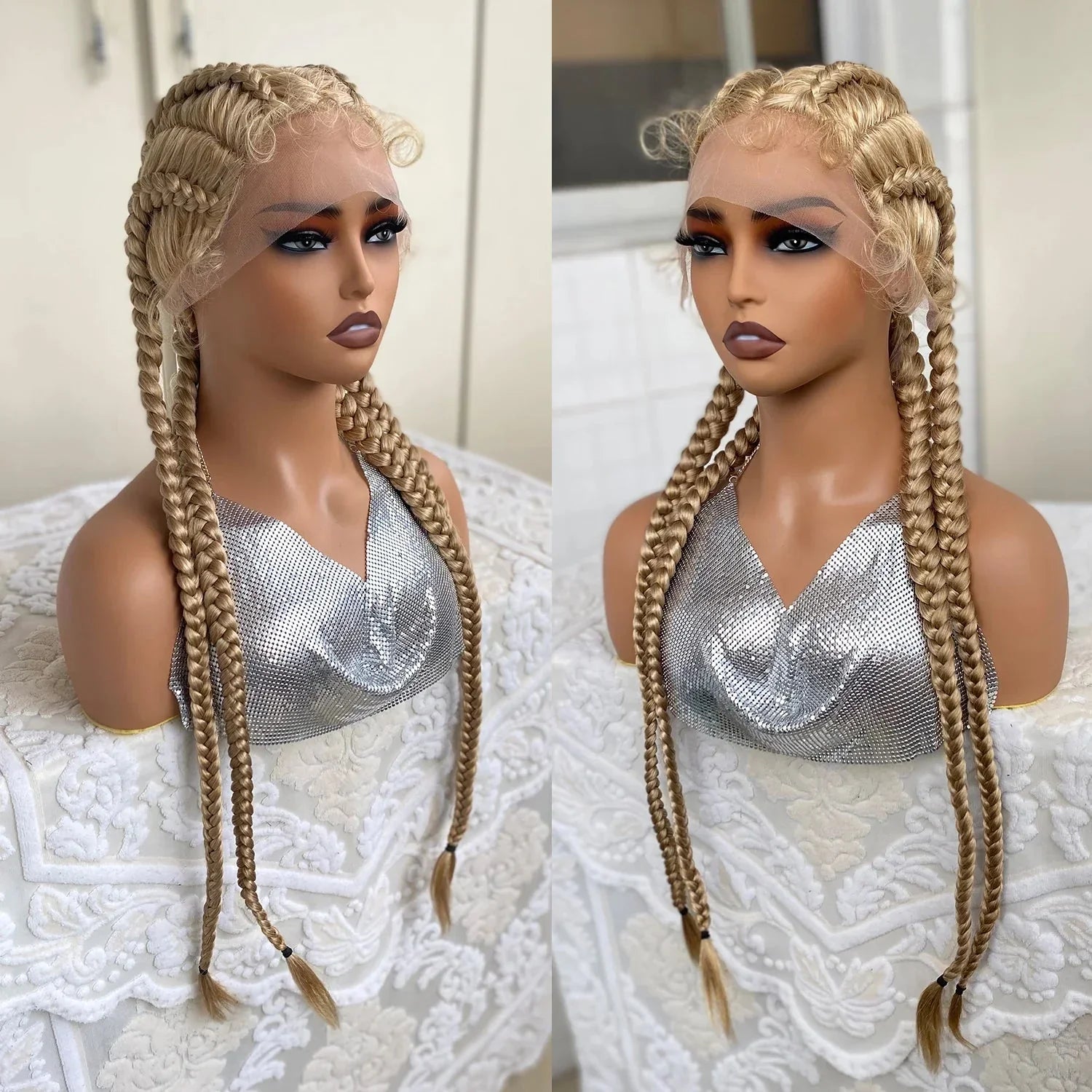 32" Twist Cornrow Braids Wig | Lace Front | Baby Hair | DIY & Cosplay | Synthetic