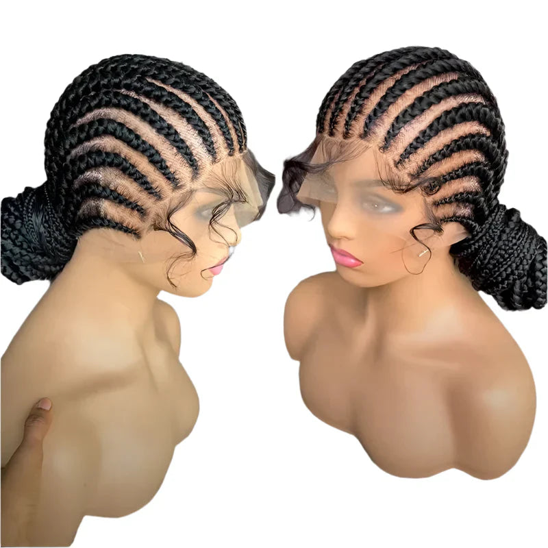 36" Cornrow Twisted Braided Wig | Ombre Blonde Passion Twists | Faux Locs & Goddess Box Braids | Full Lace Front Wig