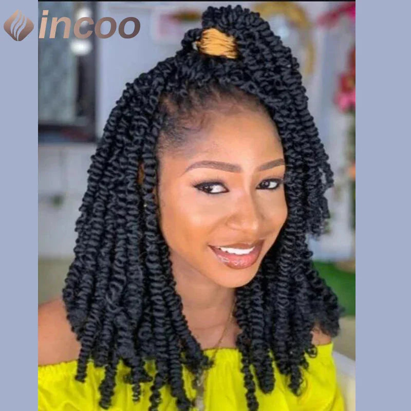 12" Boho Bob Braided Wig | Goddess Knotless Braids | 360 Full Lace | Curly Ends | Baby Hair