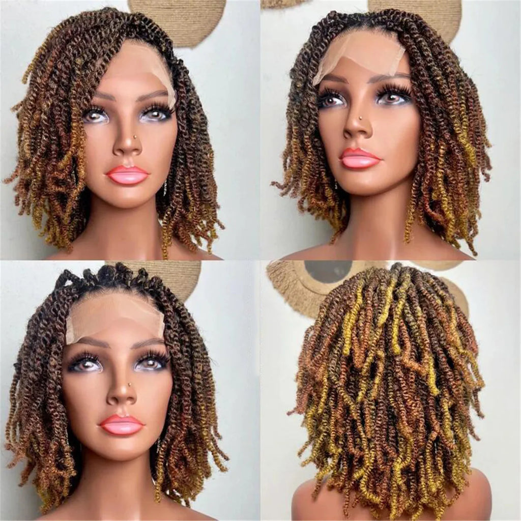 14" Nubian Kinky Twist Braided Wig | Full HD Lace | Afro Twist Wig | 4C Texture | Spring Twist | Cosplay Wig
