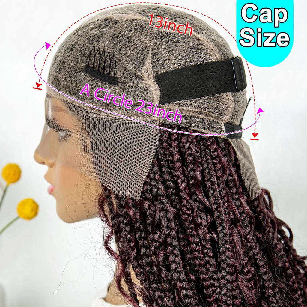 32" Natural Boho Knotless Braids Wig | HD Lace Front | Baby Hair | Synthetic