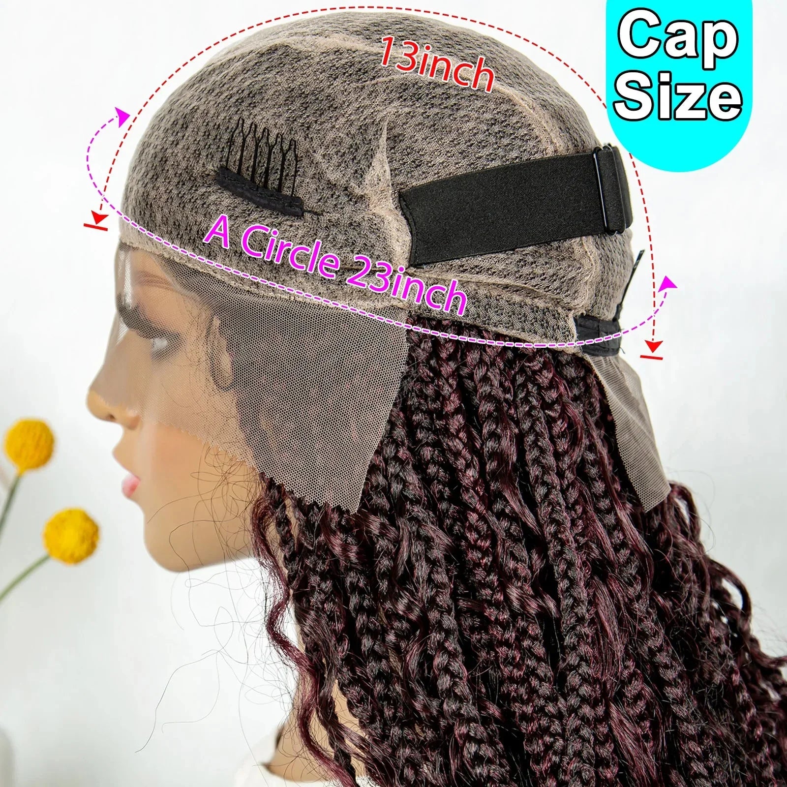 32" Natural Boho Knotless Braids Wig | HD Lace Front | Baby Hair | Synthetic