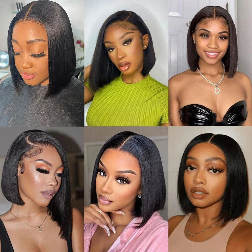 10-16 inch Short Straight Bob Wig | Brazilian Remy Human Hair | 13x4 Lace Frontal | Natural Looking | Ready to Wear