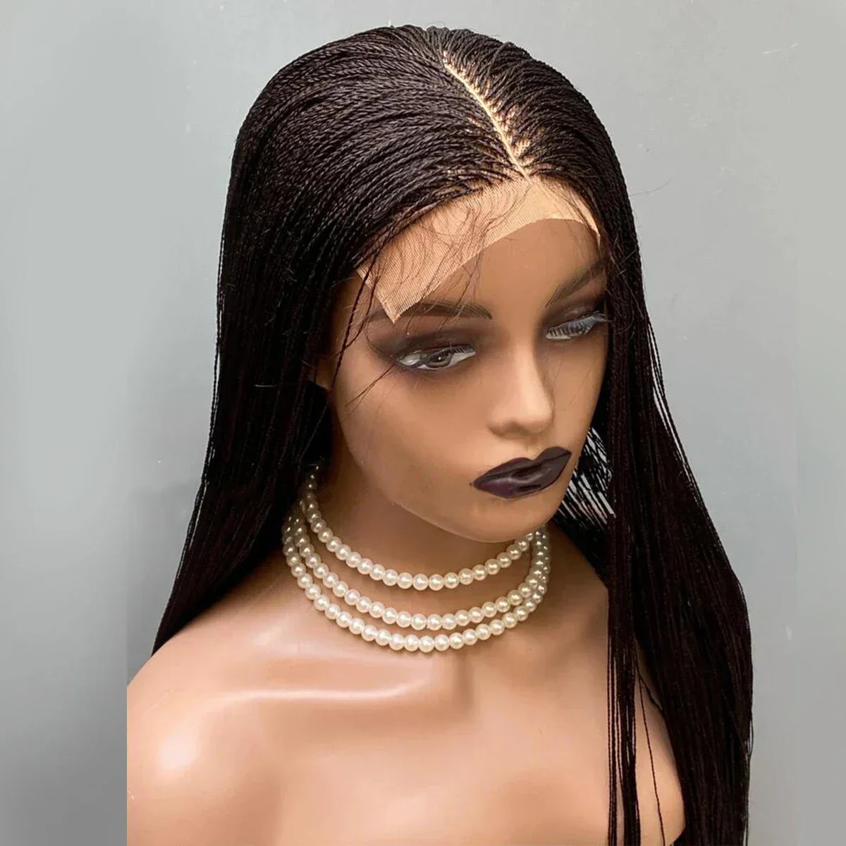 26" Micro Twist Braided Wig | Lace Front Glueless Wig for Black Women | Kanekalon Hair