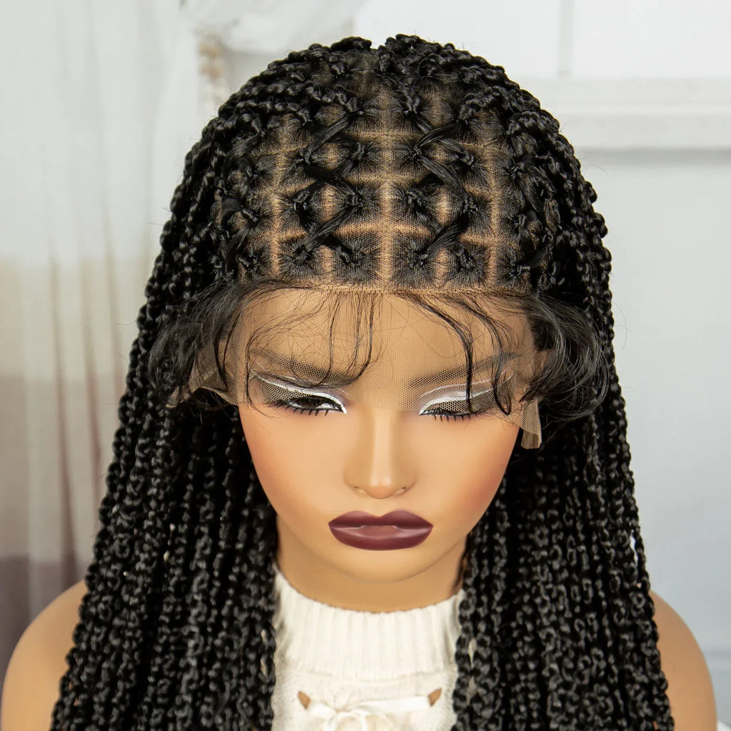 36" Cornrow Knotless Box Braids Wig | Full Lace Frontal | Baby Hair