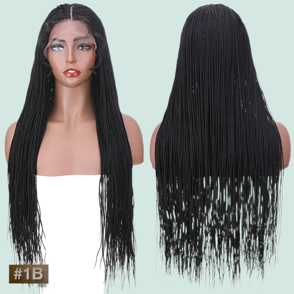 30" Senegalese Twist Braided Lace Front Wig | Knotless Braids | Synthetic Hair for Black Women