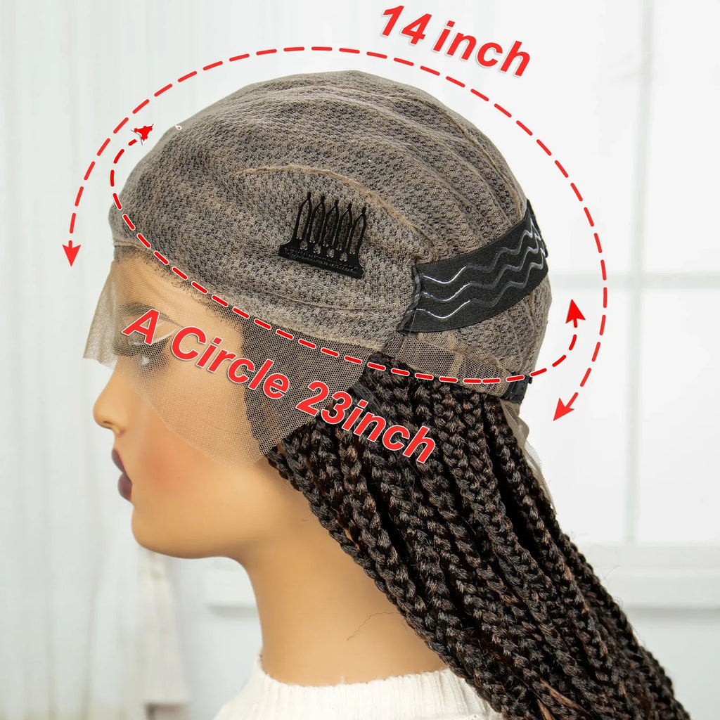 22" 1B/30 Ombre Knotless Braids Wig | Wavy Ends | Full Lace Boho Style