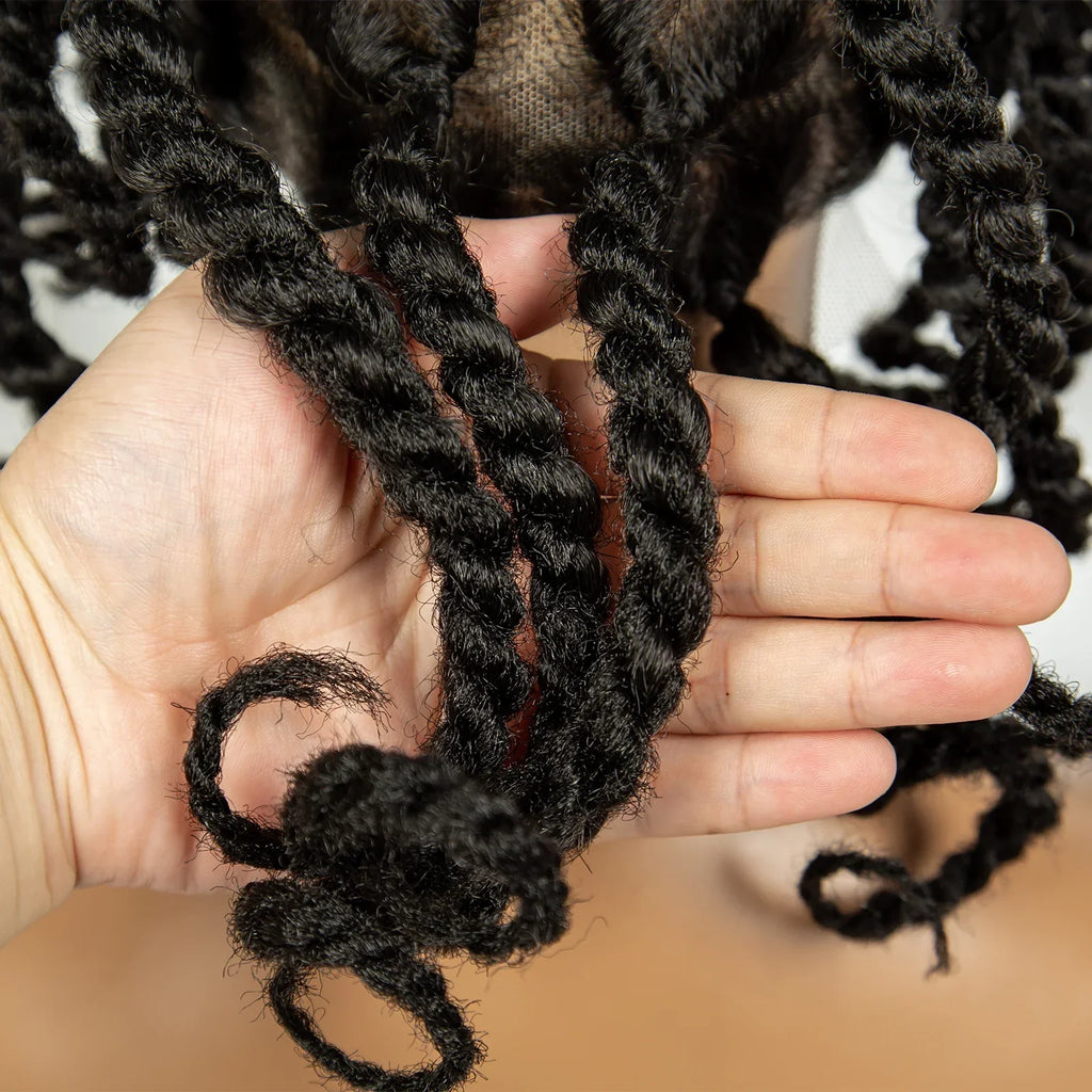 12" Short Box Braided Full Lace Wig | Crochet Braids | Baby Hair | Synthetic Braiding Wig