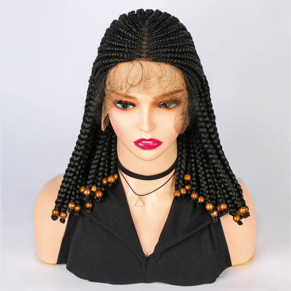 14" Short Braided Bob Wig | Lace Front | Heat Resistant | Black Women