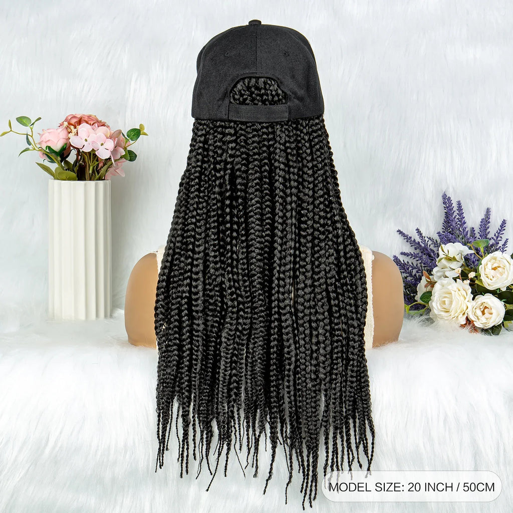 20" Box Braids Baseball Cap Wig | Afro Black Women | Adjustable Hat Wig