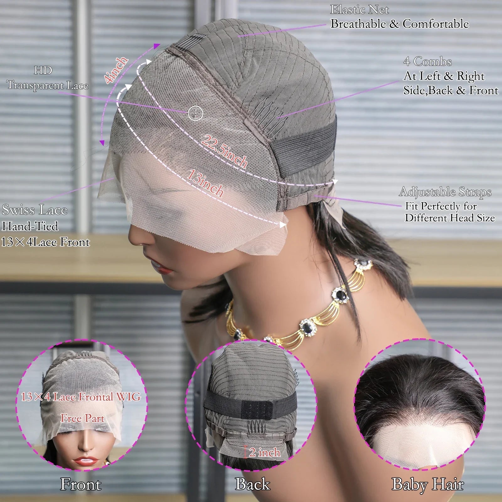 10-16 inch Short Straight Bob Wig | Brazilian Remy Human Hair | 13x4 Lace Frontal | Natural Looking | Ready to Wear