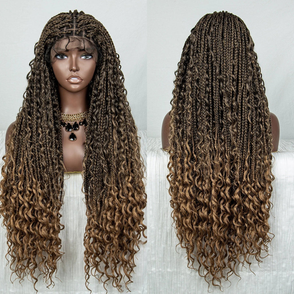 32" Knotless Braids Wig with Baby Hair | Transparent Lace Front