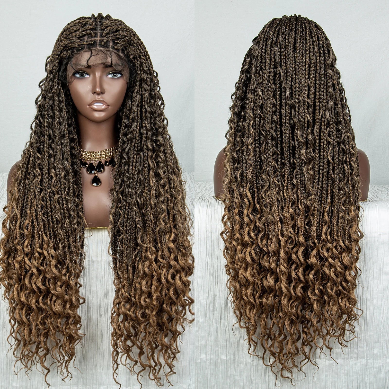 32" Knotless Braids Wig with Baby Hair | Transparent Lace Front