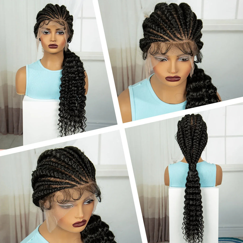 30" Cornrow Knotless Ponytail Braids Wig | Full Lace Frontal