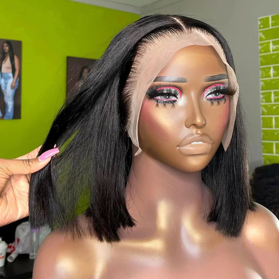 10-16 inch Short Straight Bob Wig | Brazilian Remy Human Hair | 13x4 Lace Frontal | Natural Looking | Ready to Wear