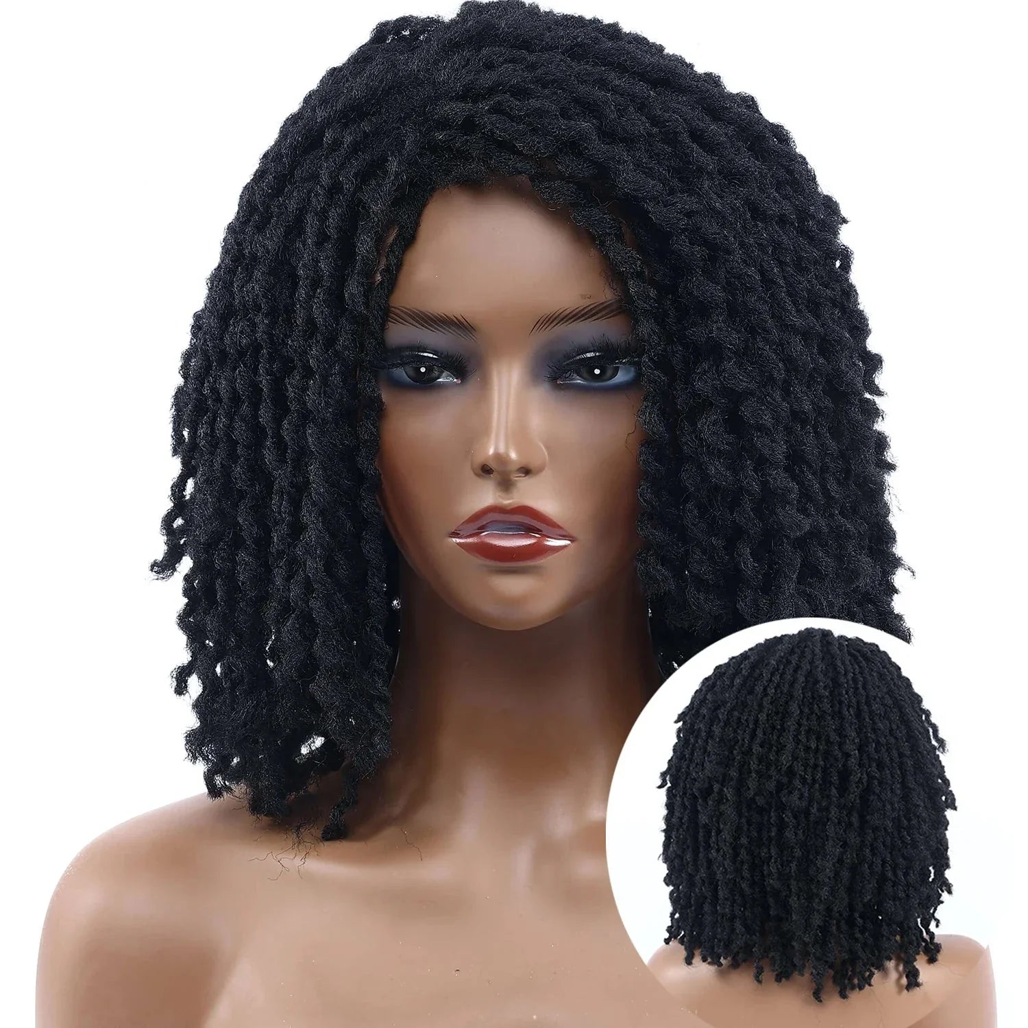 10" Braided Bob Wig | Afro Dreadlock Wig | Curly Ends | Synthetic Crochet Wig | Cosplay