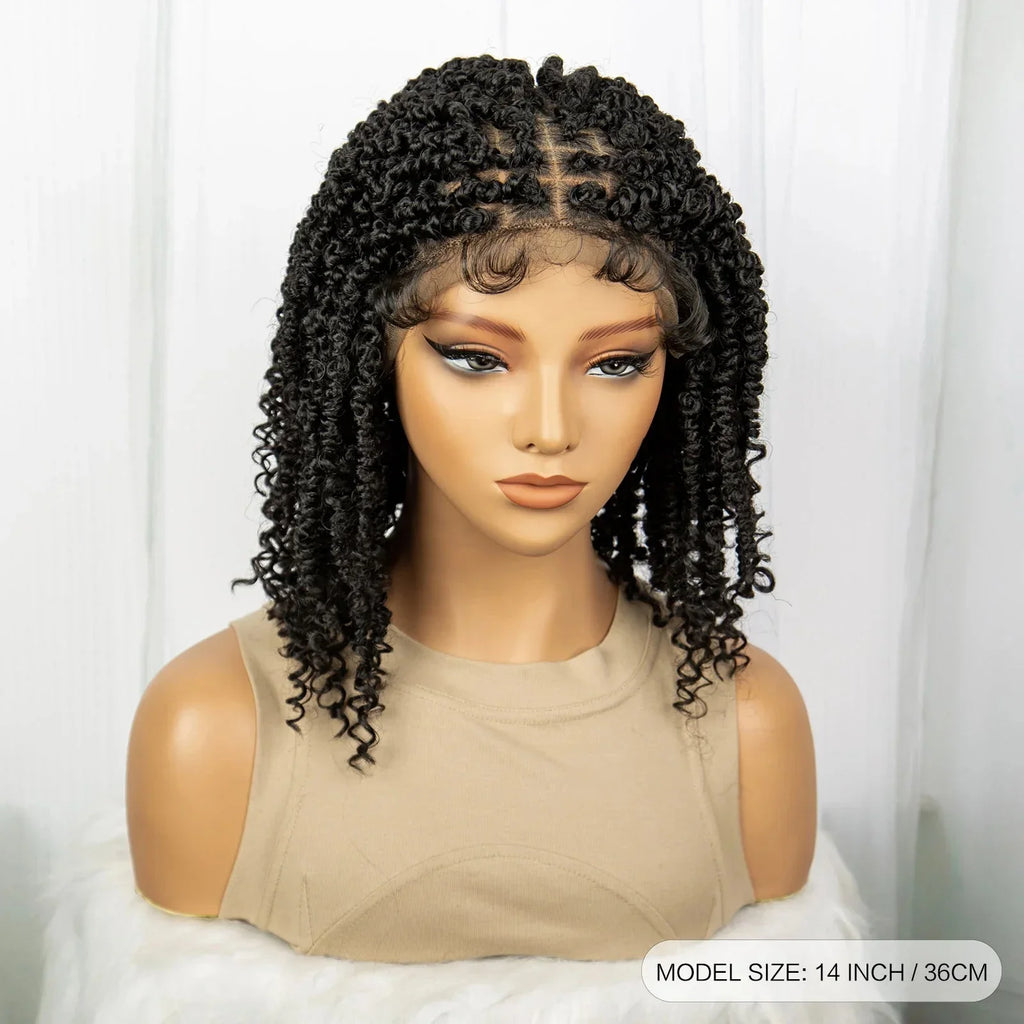 1B/27 Short Passion Twist Lace Front Wig | Knotless Braids | Baby Hair | Synthetic Twist Spring Wig