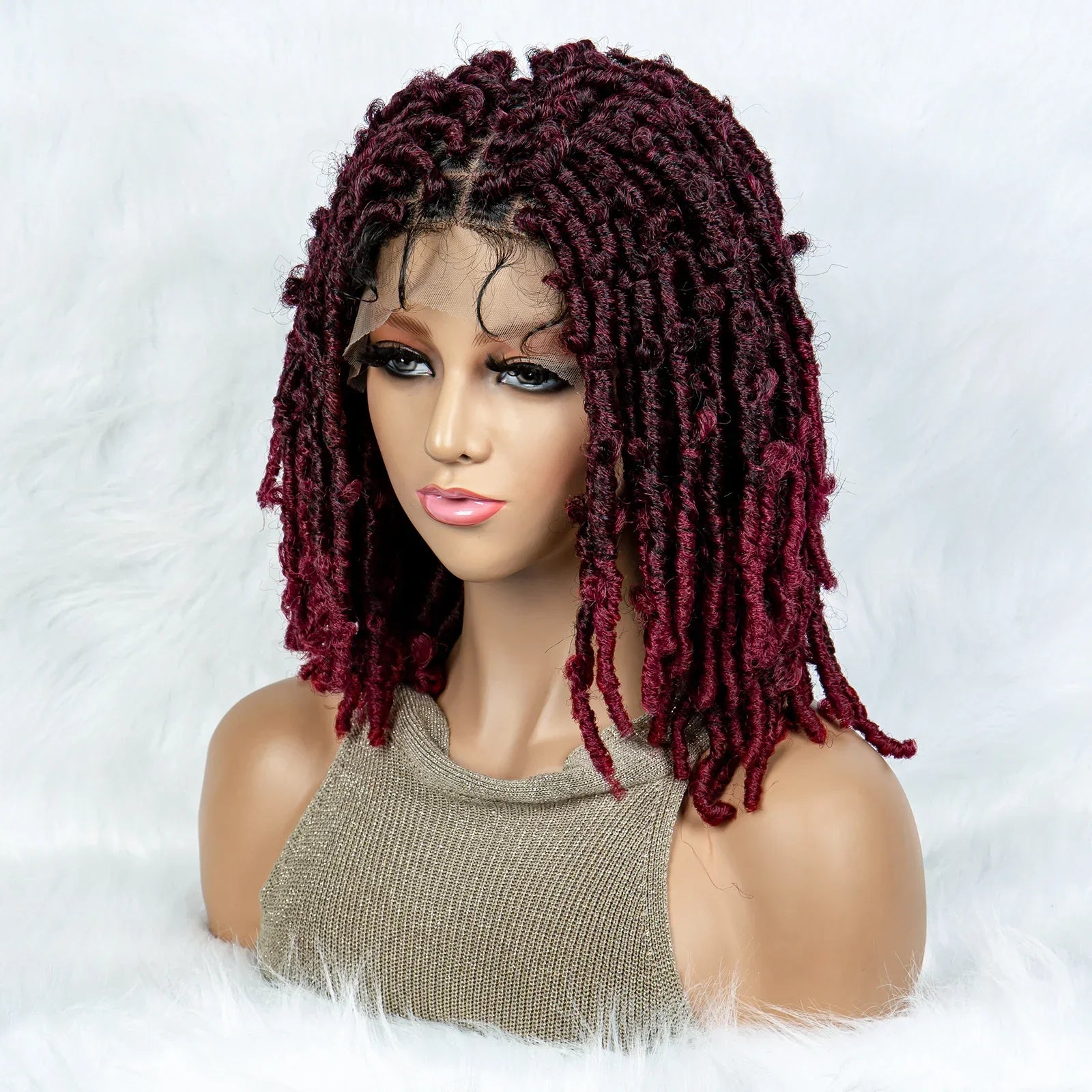 16" Short Knotless Butterfly Locs Wig | Synthetic Lace Front