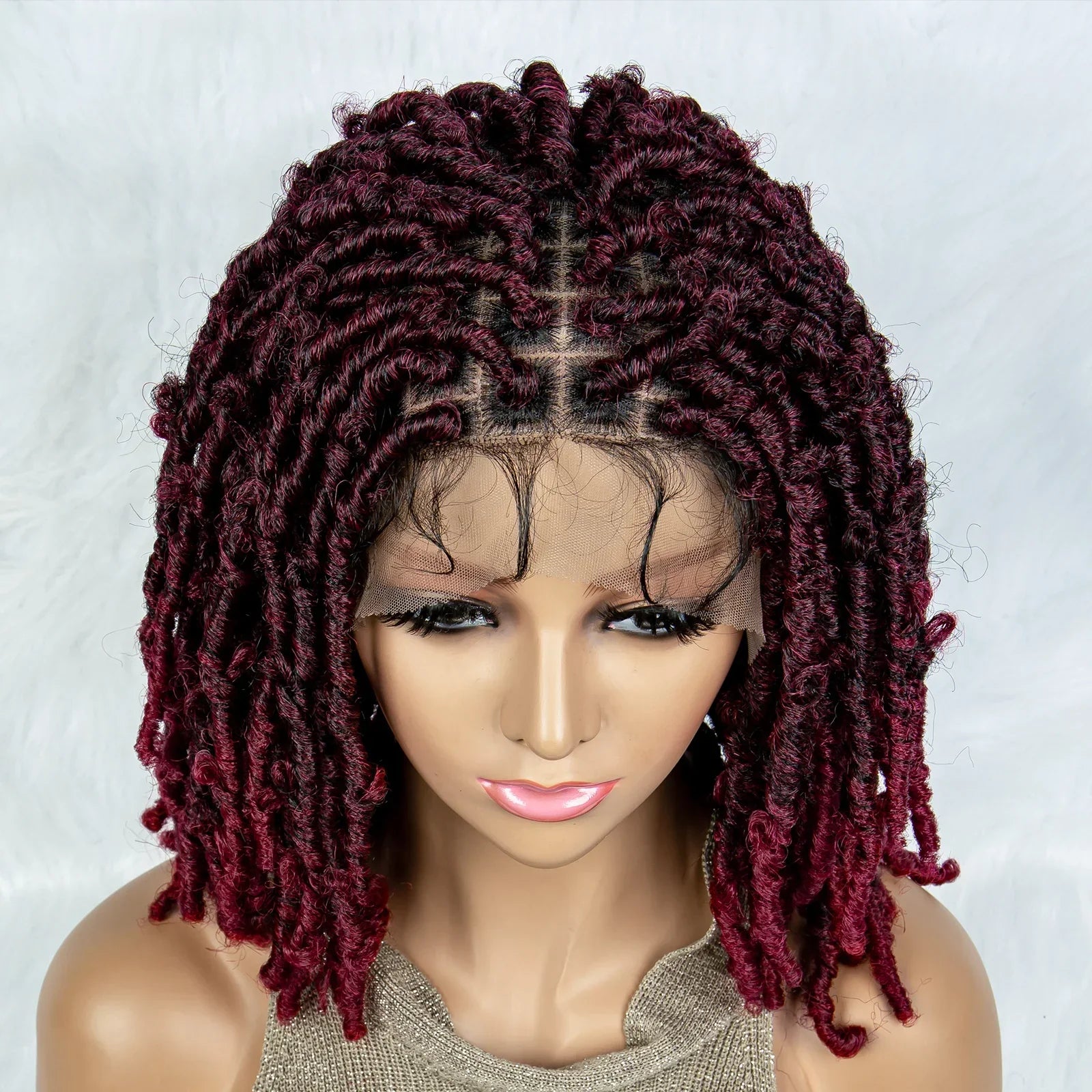 16" Short Knotless Butterfly Locs Wig | Synthetic Lace Front