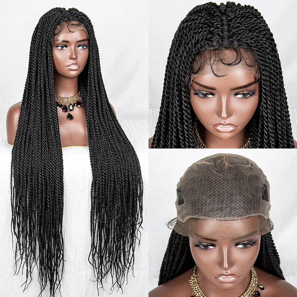 40" Long Straight Braided Wig | Full Lace | Baby Hair | Colored Braids