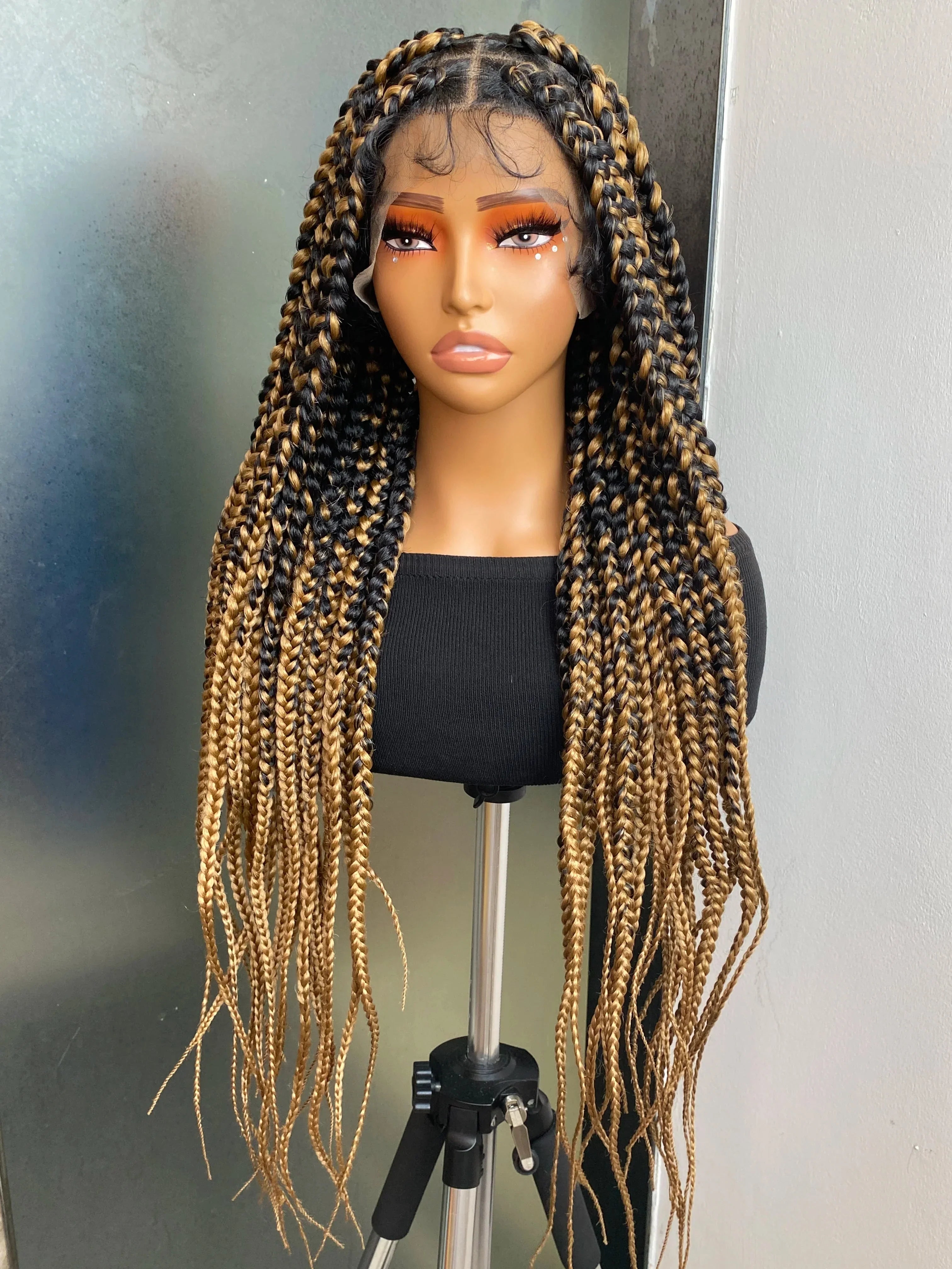 28" Double Dutch Cornrow Braided Lace Front Wig | Twist Braids | Baby Hair | Synthetic Wig