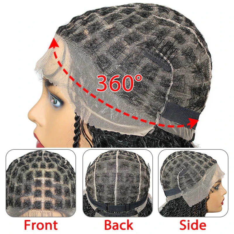 32" Bohemian Twist Braided Full Lace Wig | Curly Ends | Lightweight Synthetic Braids | Black Women