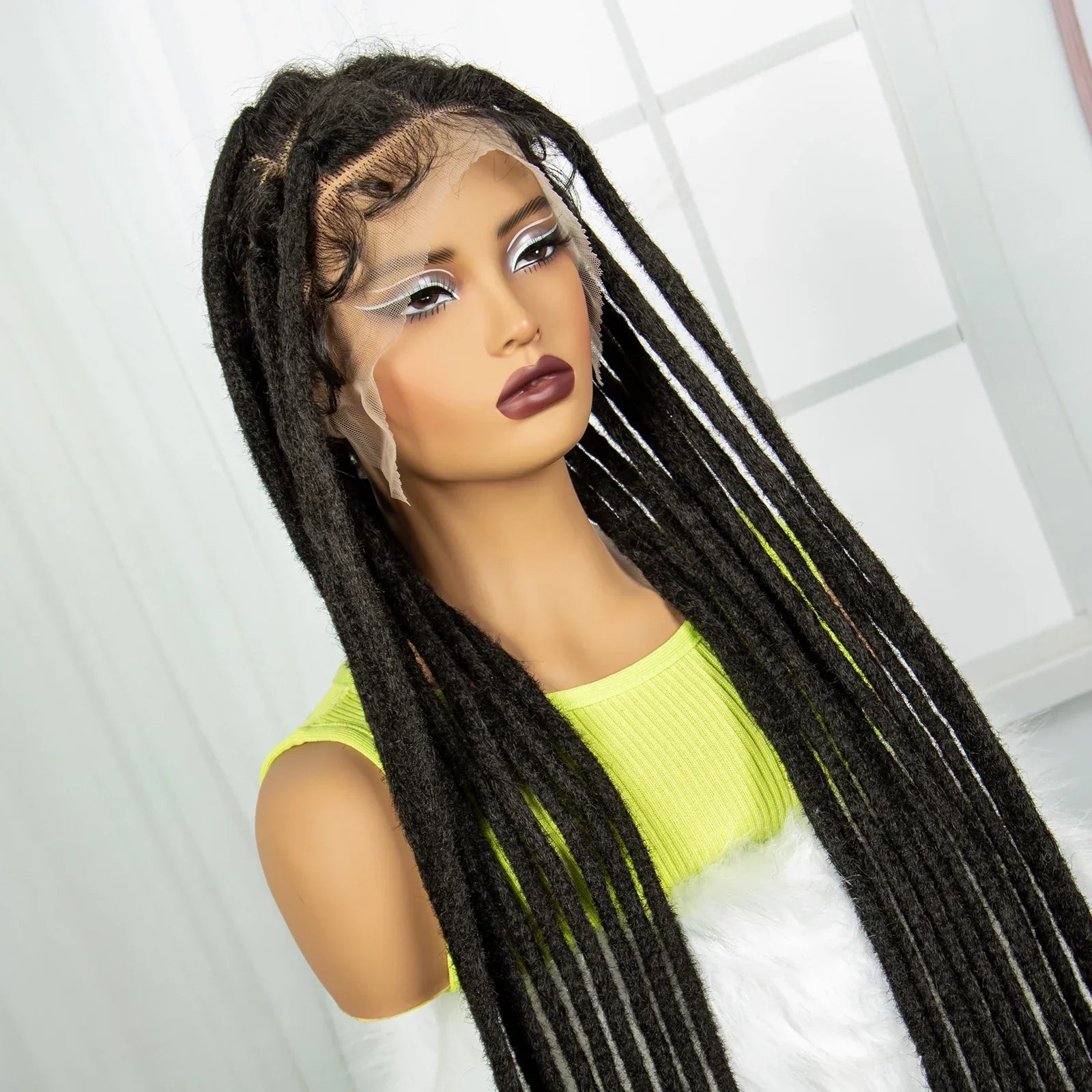 60" Super Long Knotless Box Braids Wig | Transparent Full Lace